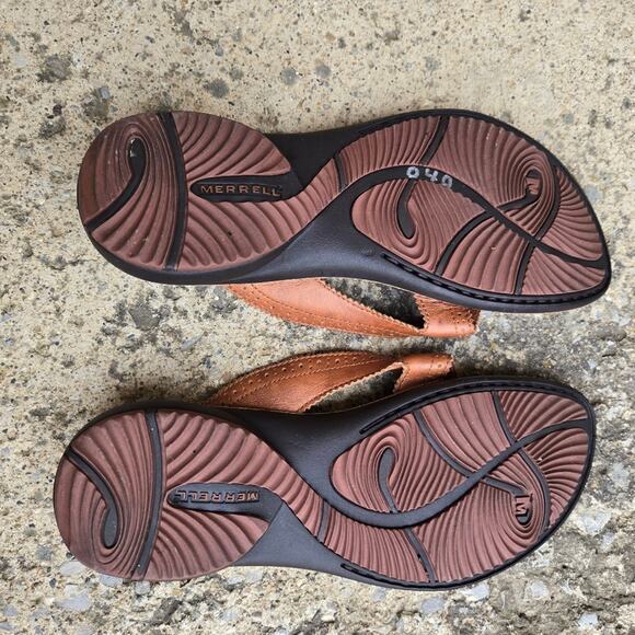 Merrell Tetra Thong Antique Orange Sandal Womens 8 Slip On Thong Casual Leather - Picture 9 of 9